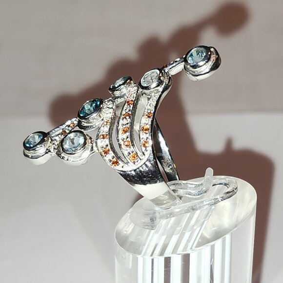 .925 Sterling Silver Bohemian Ring w/ Natural Zircon/Garnet Size 8.5 Value $615 - Picture 4 of 7